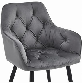 Jedálenská stolička JORK zamatová, tmavosivá (čierne nohy)