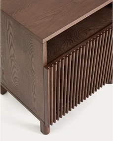 Tmavohnedý nočný stolík v dekore orecha s poličkami Beyla – Kave Home