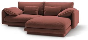 Ružová zamatová rohová pohovka (pravý roh/s leňoškou) Torino – Micadoni