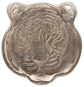 Strieborná dekoratívna miska/tanierik v dekore hlavy tigra Tiger - 19*19*2 cm