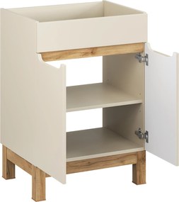Comad Kúpeľňová skrinka pod umývadlo Bali Cashmere 60 kašmír/dub wotan
