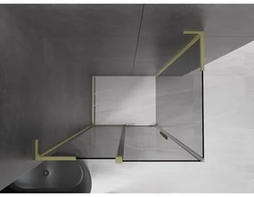 Mexen Velar L, sprchový kút s posuvnými dverami 90 x 110 cm, 8mm šedé sklo, zlatá matná, 871-090-110-43-55
