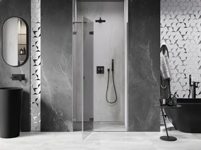 Mexen Lunar L, výklopné sprchové dvere ľavé 120 cm, 8mm číre sklo, brúsený grafit profil, 834L-120-000-66-00-L