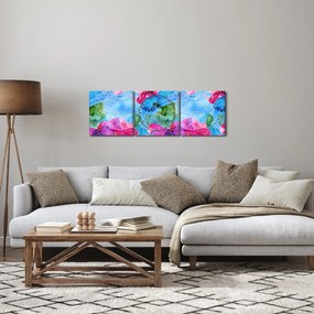 Obraz - Farebné vlny (s hodinami) (90x30 cm)