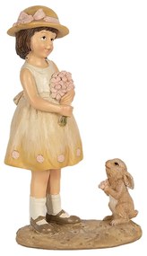 Dekorácia dievčatko s kvietkom a zajačikom - 9*6*15 cm
