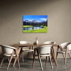 Sklenený obraz - Zasnežené vrcholky hôr (70x50 cm)