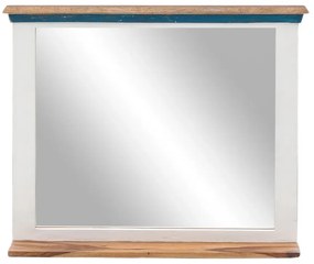 furniture-nabytek.cz - Masívne kúpeľňové zrkadlo Perth z recyklovaného dreva, lakované, biele / hnedé – 70×14×70 cm