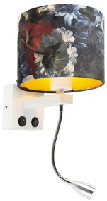 Moderná nástenná lampa biela s plyšovou kvetinovou tienidlom - Brescia
