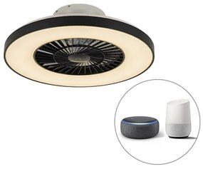 Inteligentný stropný ventilátor čierny s hviezdicovým efektom stmievateľný - Climo