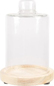 Prírodný drevený podnos so skleneným poklopom - Ø 11*17 cm