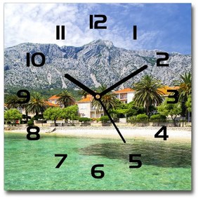 Sklenené hodiny štvorec Pláž v Chorvátsku pl_zsk_30x30_c-f_87789777