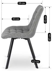 Vintino kreslo BERA Látka - sivá farba, nohy čierne - vintino.sk