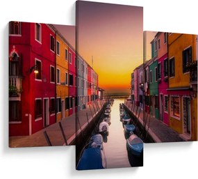 Obraz - Západ slnka, ostrov Burano, Benátky, Taliansko (90x60 cm)