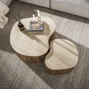 Konferenčný stôl 57-01T Ceramo 2-set 3D ceramik Travertine  - Komfort-nábytok
