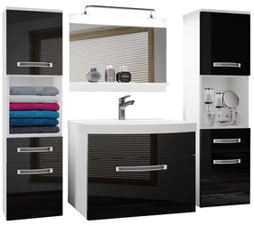 Kúpeľňový nábytok Belini Premium Full Version čierny lesk  + umývadlo + zrkadlo + LED osvetlenie Glamour 101