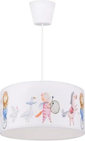 Brilagi - LED detský luster na lanku BOBO 1xE27/60W/230V pr. 35 cm biela/zvieratká