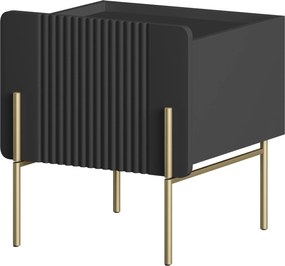 Nočný stolík Malmi 45 cm - čierny mat / zlatá