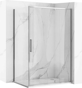 Rea Rapid Swing, rohový sprchovací kút 90(dvere) x 80(stena) x 195 cm, 6mm číre sklo, chrómový profil, KPL-K1606