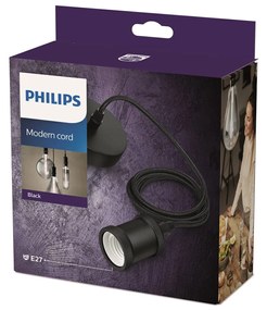 Philips závesná lampa vintage, E27 objímka, čierna