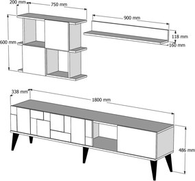 Madrid Antracitová a orechová TV stena