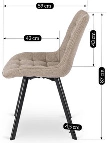 Vintino kreslo BERA Látka - bežová farba, nohy čierne - vintino.sk