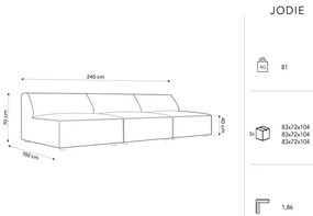 Krémová zamatová pohovka 240 cm Jodie – Micadoni Home