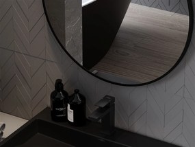 Mexen Loft, okrúhle kúpeľňové zrkadlo 90 cm, farba rámu čierna matná, 9850-090-090-000-70