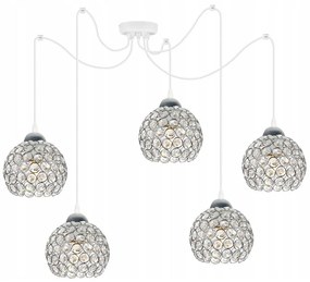 Závesné svietidlo Crystal Spider, 5x strieborné krištáľové tienidlo, (chrómové uchytenie), w