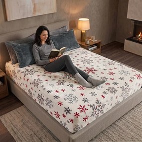 4Home Vianočné prestieradlo mikroflanel Snowflakes, 160 x 200 cm
