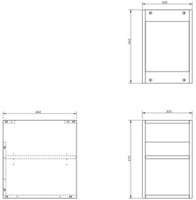 Mexen Box-A, otvorená skrinka s policou 30 cm, sivá matná, 91AX2-0300-470-0-62