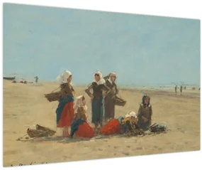 Obraz - Eugène Boudin, Women on the Beach at Berck, reprodukcia (90x60 cm)