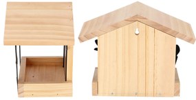 Kŕmidlo pre vtáky Rhi, 18x24,5x14 cm, drevo/kov, hnedá