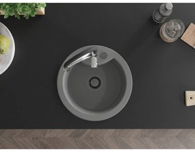 Mexen Diego, 1-komorový granitový drez 488x488x167 mm a drezová batéria Aster, šedá, 6512-71-73450-07-B