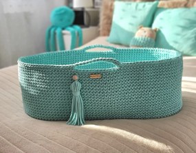 My Sweet Baby Mojžišov kôš BOHO Handmade so stojanom - mint