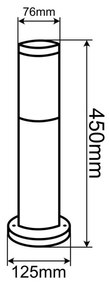 Vonkajšie záhradné svietidlo E27 INOX POST 45cm