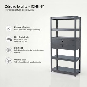 Kovový regál so zásuvkami antracitový: JOHNNY, 1800 x 800 x 420 mm