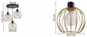 Závesné svietidlo TORONTO, 3x zlaté drôtené tienidlo, (výber z 2 farieb konštrukcie), O