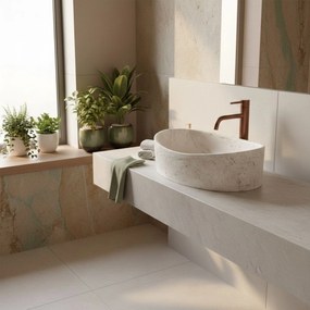 Rea Dream, umývadlo na dosku 490x360x150 mm, béžová-biela, REA-U0635