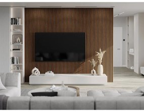 Mexen Lam-F, akustické stenové lamely 275 × 30 cm, plstený podklad 8 mm, technická dyha, mahagón rubínový, S105-275307-3015-013