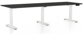 Výškovo nastaviteľný stôl OfficeTech Long, 240 x 80 cm, biela podnož, čierna