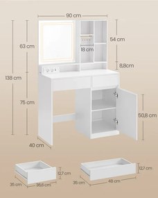 Toaletný stolík s LED osvetlením RDT134W01