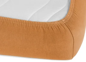 Jersey napínacie prestieradlo na vysoký matrac JR-022 Okrové 90 x 200 - výška 30 cm