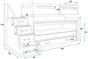 Multifunkčná poschodová posteľ MAX 1 - 200x80cm - Biely - Zelený