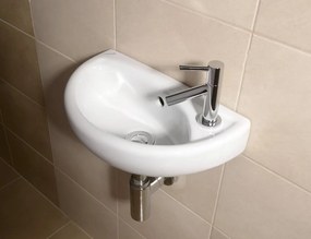 Sapho Sapho, AMAROK liaty mramor umývadlo 40x11x22cm, biele, batéria vpravo, AR500