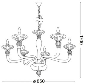 Ideal Lux - Luster na reťazi DANIELI 6xE14/40W/230V pr. 85 cm mosadz