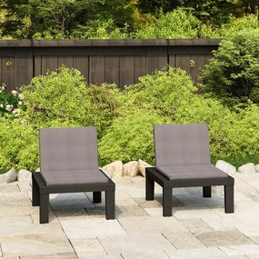 Záhradné stoličky s podložkami 2 ks plast sivé