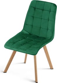 Jedálenská stolička CIEZA zamatová, zelená / hnedé nohy