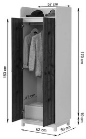 Šatníková skriňa v dekore duba 62x180 cm Goslar - Støraa