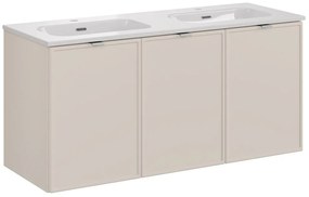 Závěsná skříňka Bella Cashmere Fly se zápustnými umyvadly 120 cm kašmír