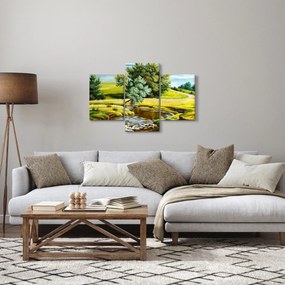 Obraz - Rieka medzi lúkami, olejomaľba (90x60 cm)